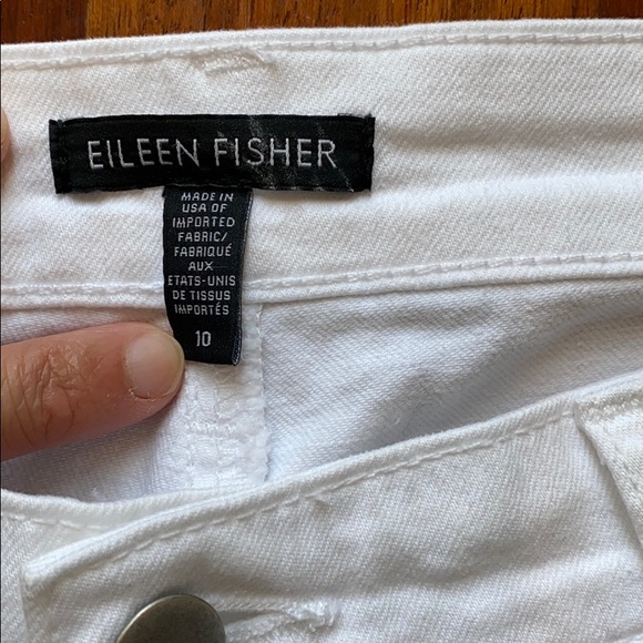 Eileen Fisher White Organic Cotton Jeans, Size 10 - Picture 5 of 11
